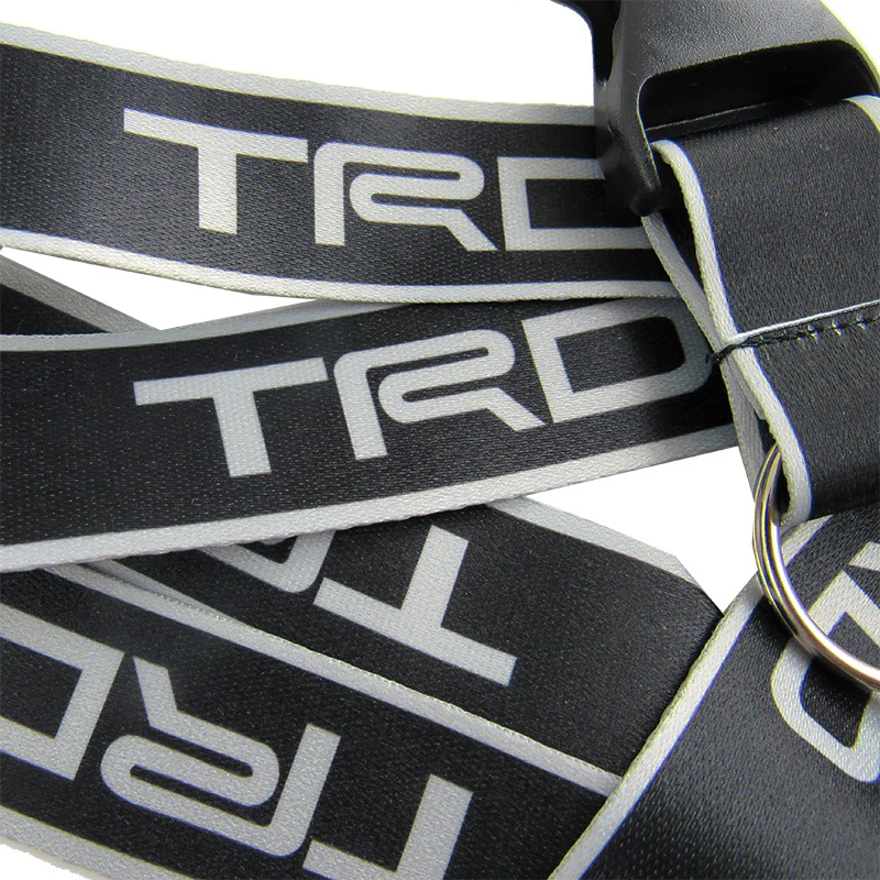 JDM TRD Racing Carbon Fiber Look Embroidery Seat Belt Cover Shoulder Pads 2pcs with TRD Keychain - Image 3