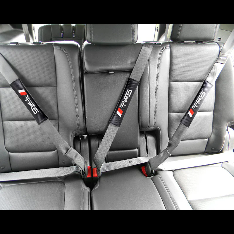 JDM TRD Racing Set Carbon Fiber Look Embroidery Seat Belt Cover Shoulder Pads 2pcs with TRD Keychain - Image 2
