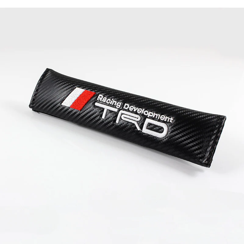 JDM TRD Racing Set Carbon Fiber Look Embroidery Seat Belt Cover Shoulder Pads 2pcs with TRD Keychain - Image 9