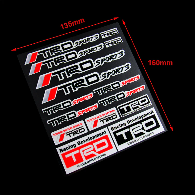 JDM TRD Sports Small Reflective Window Vinyl Decal Sticker Set Fits Auto New - Image 3