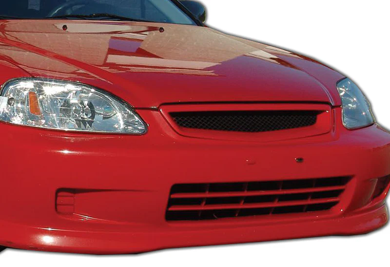 JDM Type-R Style For 1996 - 1998 Honda Civic Front Bumper Mesh Grille Grill Outline Trim Overlay Cover -Black ABS - Image 4