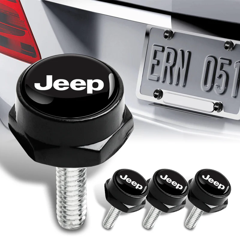 JEEP 2 pcs Carbon Fiber Look High Quality ABS License Plate Frames with Caps Bolt Screw Set - Image 3