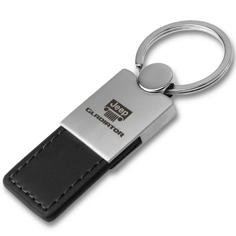 Jeep Gladiator Black Leather Chrome Key Fob Key Chain Key Ring Tag OFFICIAL LICENSED Au-Tomotive Gold - Image 2