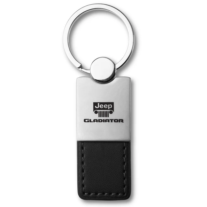 Jeep Gladiator Black Leather Chrome Key Fob Key Chain Key Ring Tag OFFICIAL LICENSED Au-Tomotive Gold - Image 4