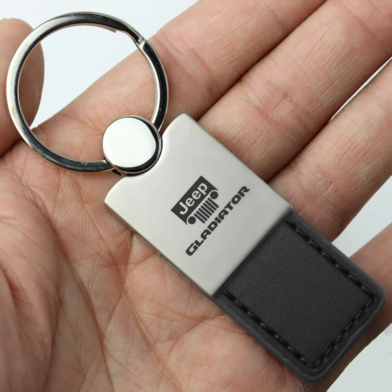 Jeep Gladiator Black Leather Chrome Key Fob Key Chain Key Ring Tag OFFICIAL LICENSED Au-Tomotive Gold - Image 5