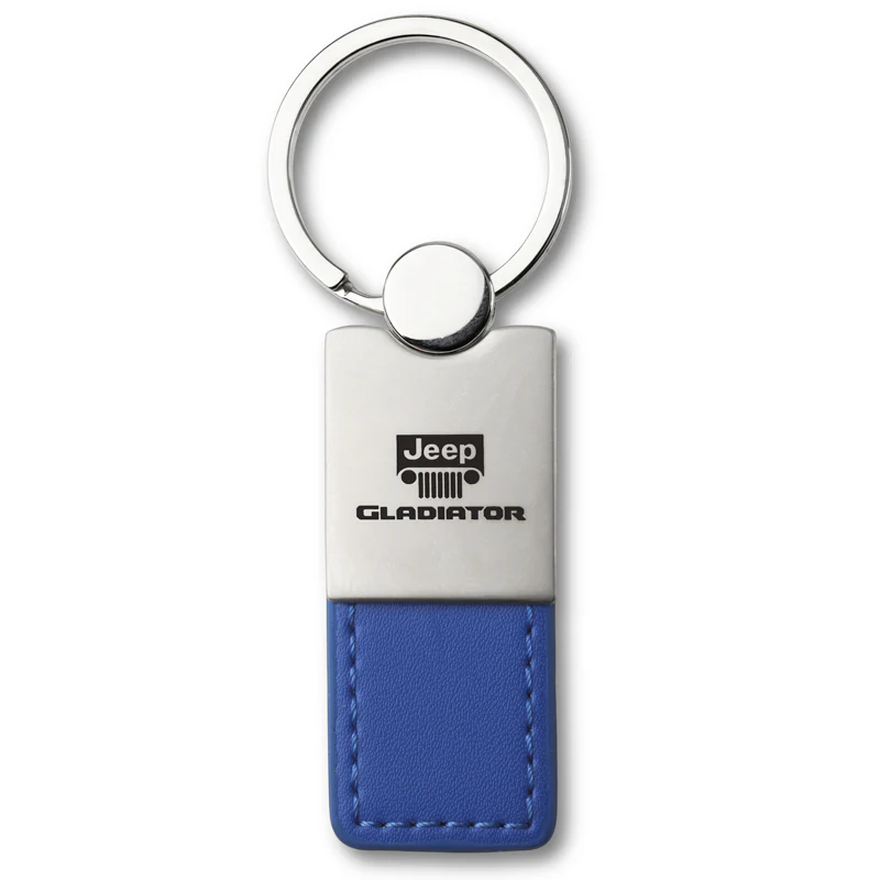Jeep Gladiator Blue Leather Chrome Key Fob Key Chain Key Ring Tag OFFICIAL LICENSED Au-Tomotive Gold - Image 5