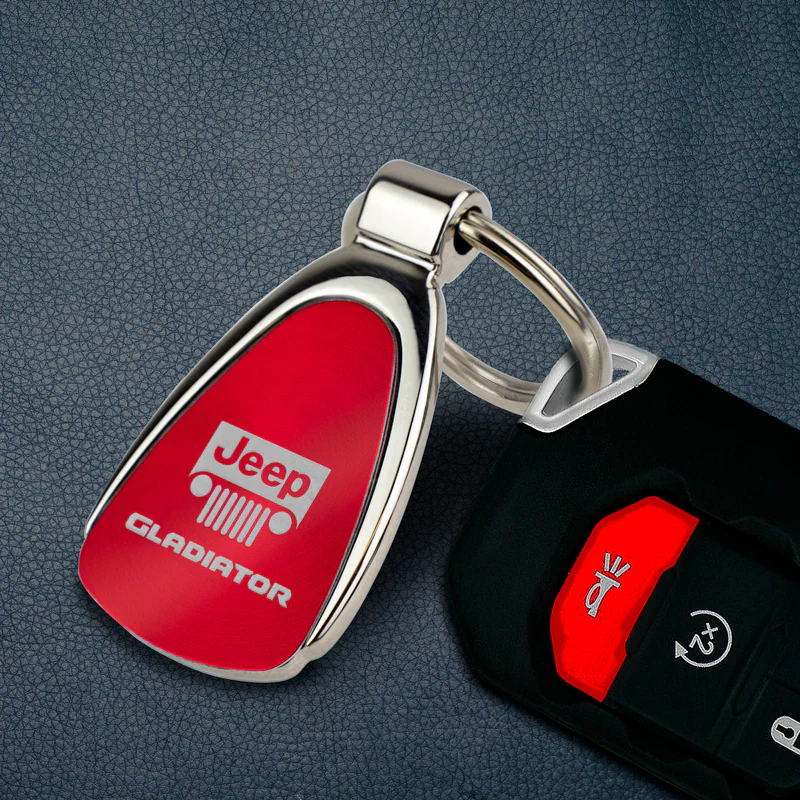 Jeep Gladiator KCRED.GLAD Red Chrome Teardrop Key Fob Key Chain Key Ring Tag OFFICIAL LICENSED Au-Tomotive Gold - Image 3