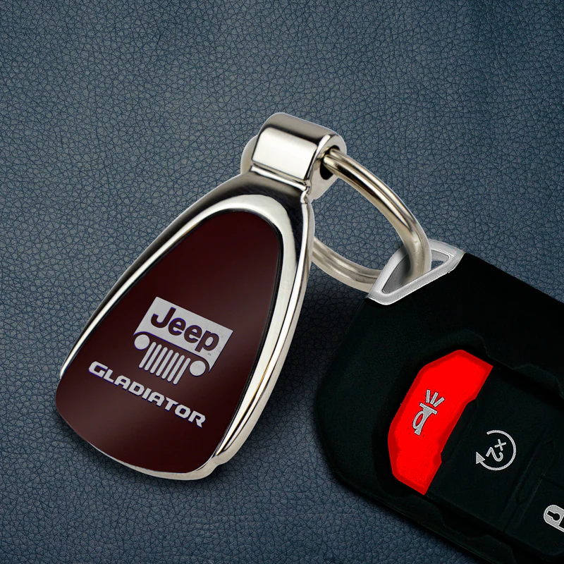 Jeep Gladiator KCBUR.GLAD Burgundy Red Chrome Teardrop Key Fob Key Chain Key Ring Tag OFFICIAL LICENSED Au-Tomotive Gold - Image 3