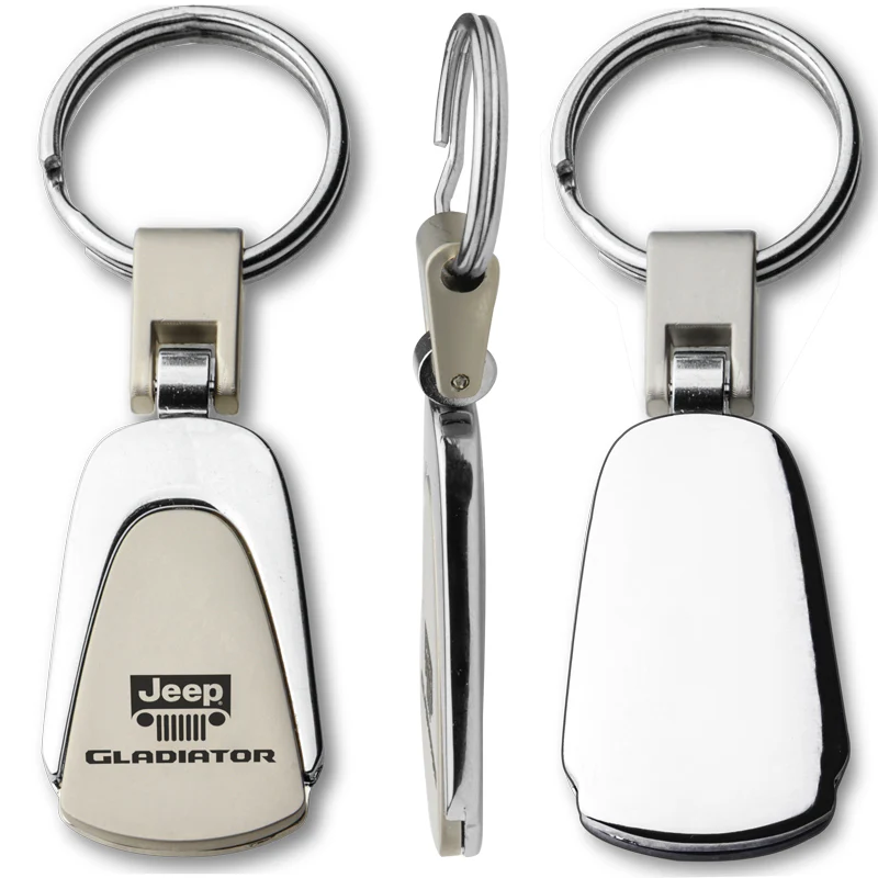 JEEP Gladiator Logo Tear Drop Authentic Chrome Key Fob Keyring Keychain Tag Lanyard - Image 3