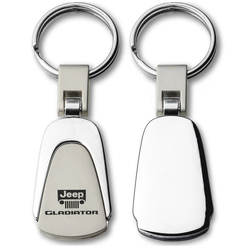 JEEP Gladiator Logo Tear Drop Authentic Chrome Key Fob Keyring Keychain Tag Lanyard - Image 7