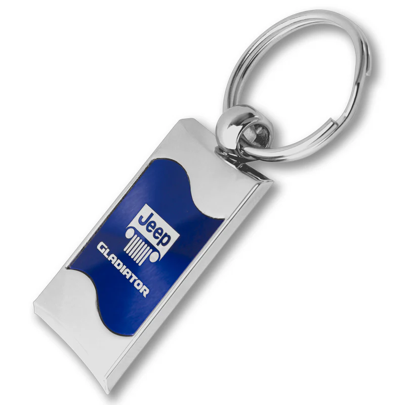 Jeep Gladiator Rectangular Blue Chrome Key Fob Key Chain Key Ring Tag OFFICIAL LICENSED Au-Tomotive Gold - Image 2
