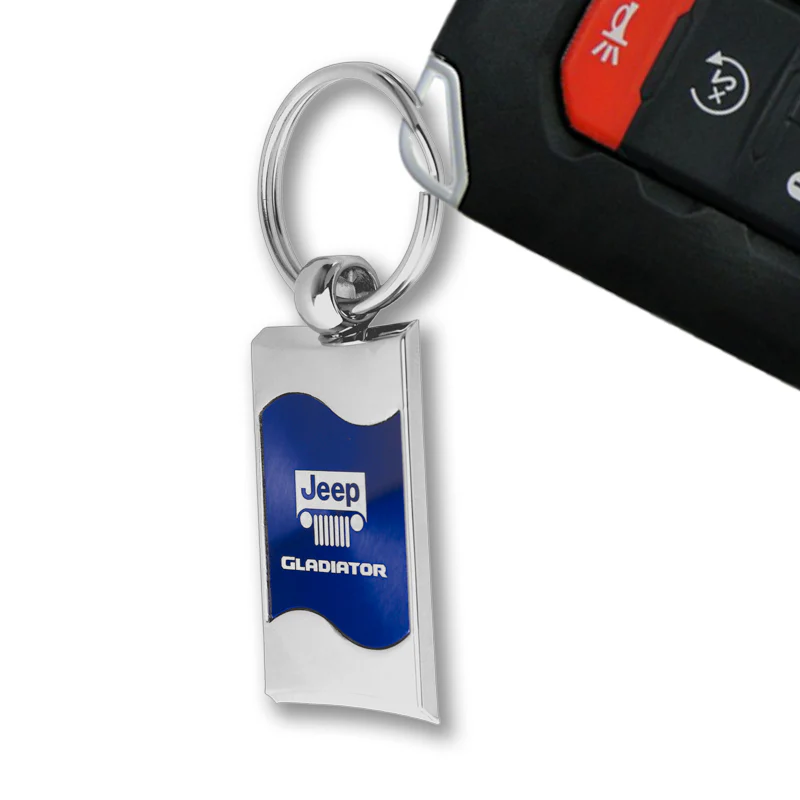 Jeep Gladiator Rectangular Blue Chrome Key Fob Key Chain Key Ring Tag OFFICIAL LICENSED Au-Tomotive Gold - Image 4