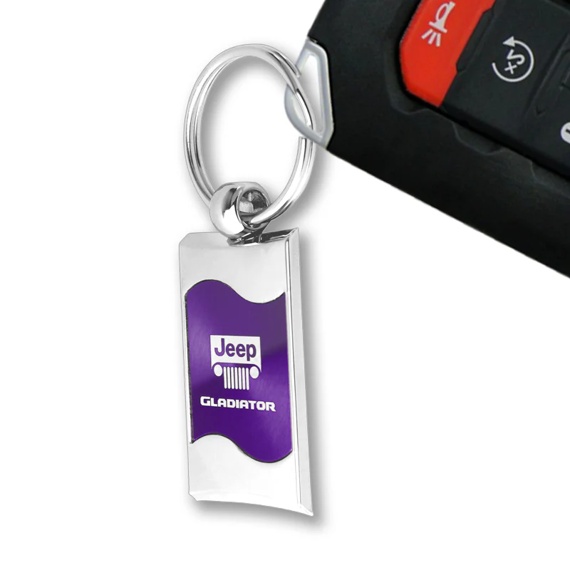 Jeep Gladiator Rectangular Purple Chrome Key Fob Key Chain Key Ring Tag OFFICIAL LICENSED Au-Tomotive Gold - Image 2