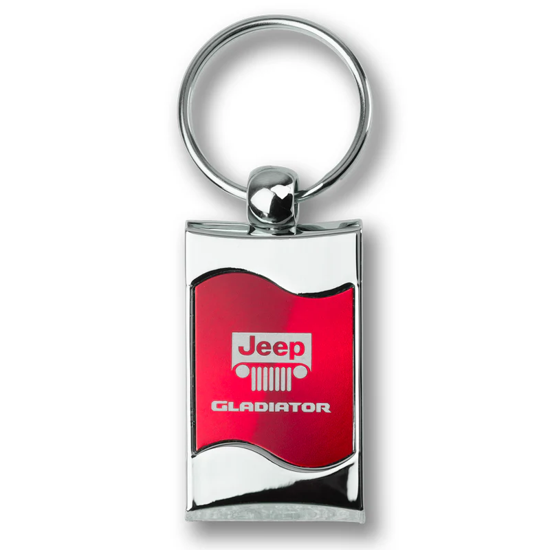 Jeep Gladiator Rectangular Red Chrome Key Fob Key Chain Key Ring Tag OFFICIAL LICENSED Au-Tomotive Gold - Image 2