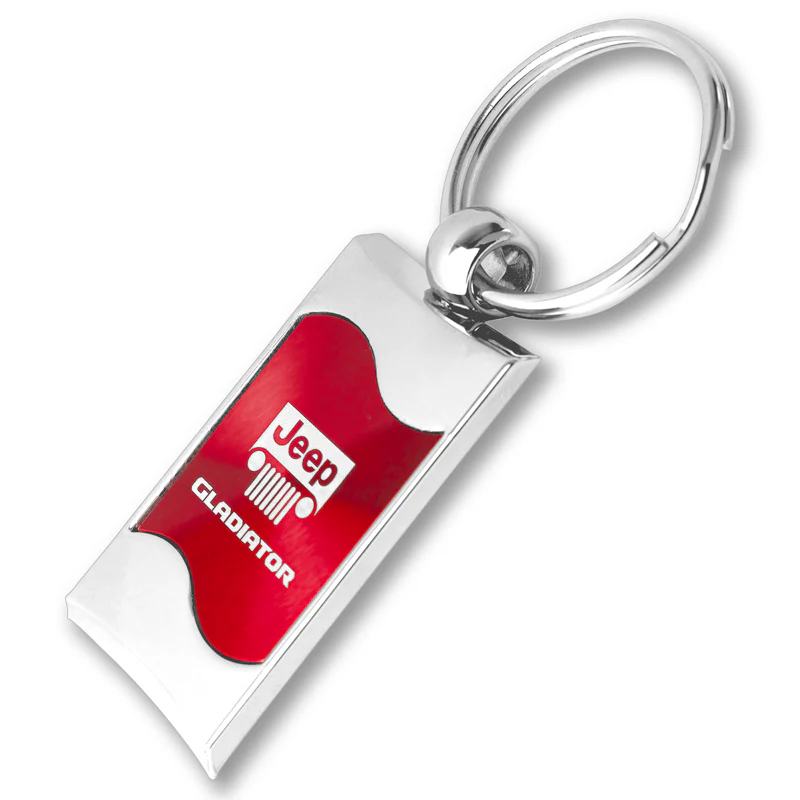 Jeep Gladiator Rectangular Red Chrome Key Fob Key Chain Key Ring Tag OFFICIAL LICENSED Au-Tomotive Gold - Image 3