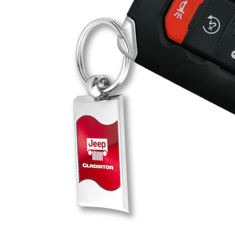 Jeep Gladiator Rectangular Red Chrome Key Fob Key Chain Key Ring Tag OFFICIAL LICENSED Au-Tomotive Gold - Image 5