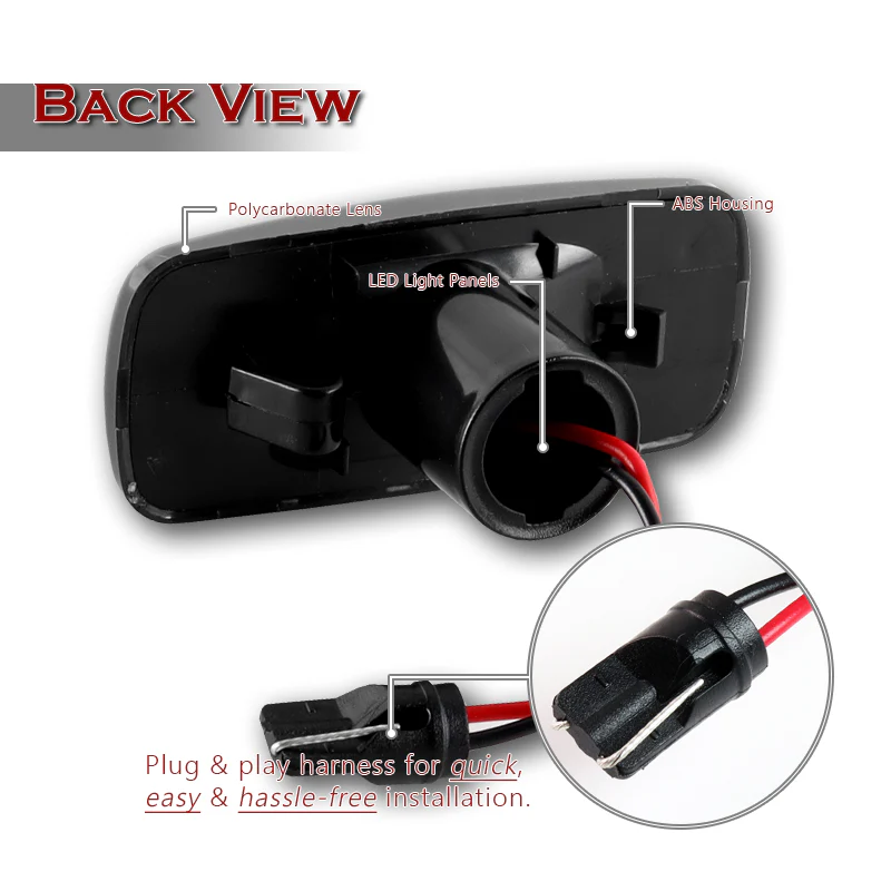 Chrysler 200 / 300C / Sebring Sequential Amber LED Turn Signal Front Side Marker Lights -Smoked Lens - Image 3