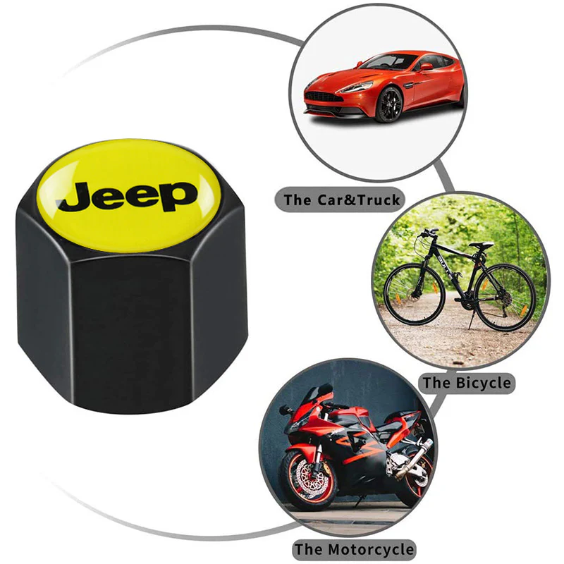 JEEP LOGO Set Emblems with Black Wheel Tire Valves Air Caps Keychain - US SELLER - Image 2