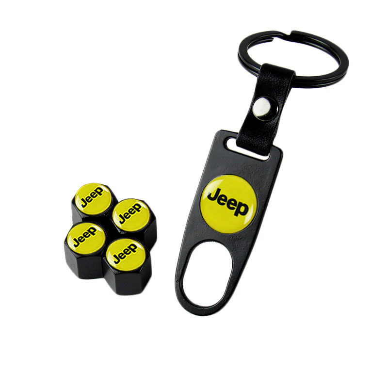 JEEP LOGO Set Emblems with Black Wheel Tire Valves Air Caps Keychain - US SELLER - Image 6