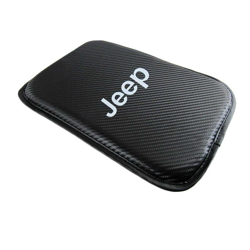 Jeep Set Carbon Fiber Car Center Armrest Cushion Mat Pad with Cup Coaster Combo - Image 5
