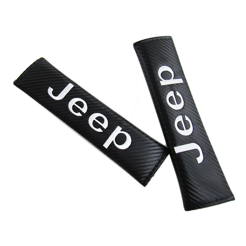 Jeep Set of Carbon Fiber Look Armrest Cushion & Seat Belt Cover - Image 3
