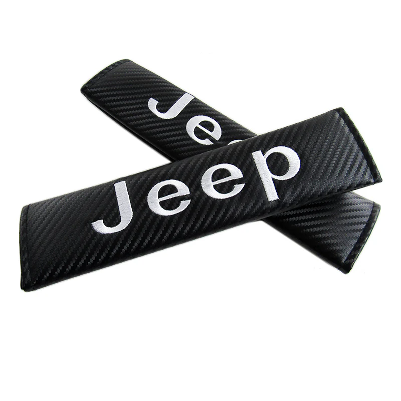 Jeep Set of Carbon Fiber Look Armrest Cushion & Seat Belt Cover - Image 7