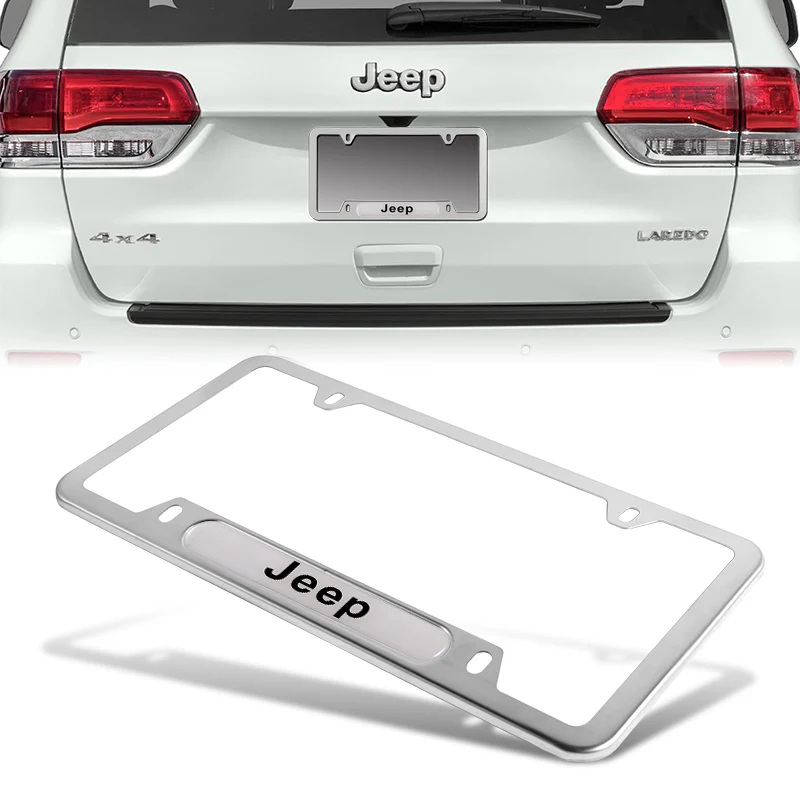 JEEP Silver Stainless Steel Metal License Plate Frame New 2pcs - Image 2