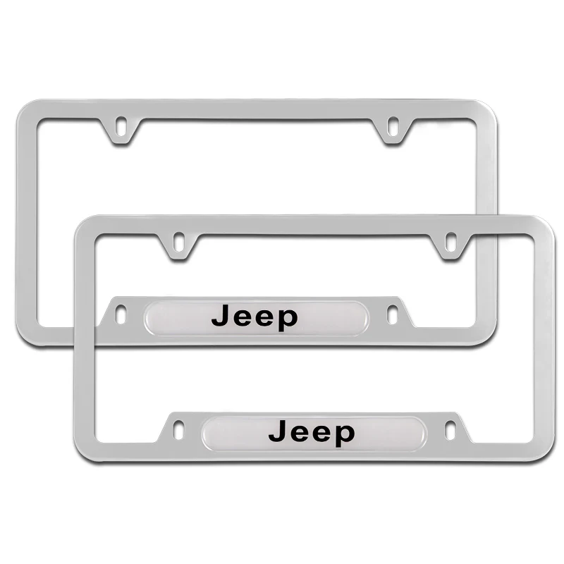 JEEP Silver Stainless Steel Metal License Plate Frame New 2pcs - Image 3