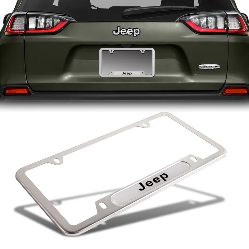 JEEP Silver Stainless Steel Metal License Plate Frame New 2pcs - Image 6
