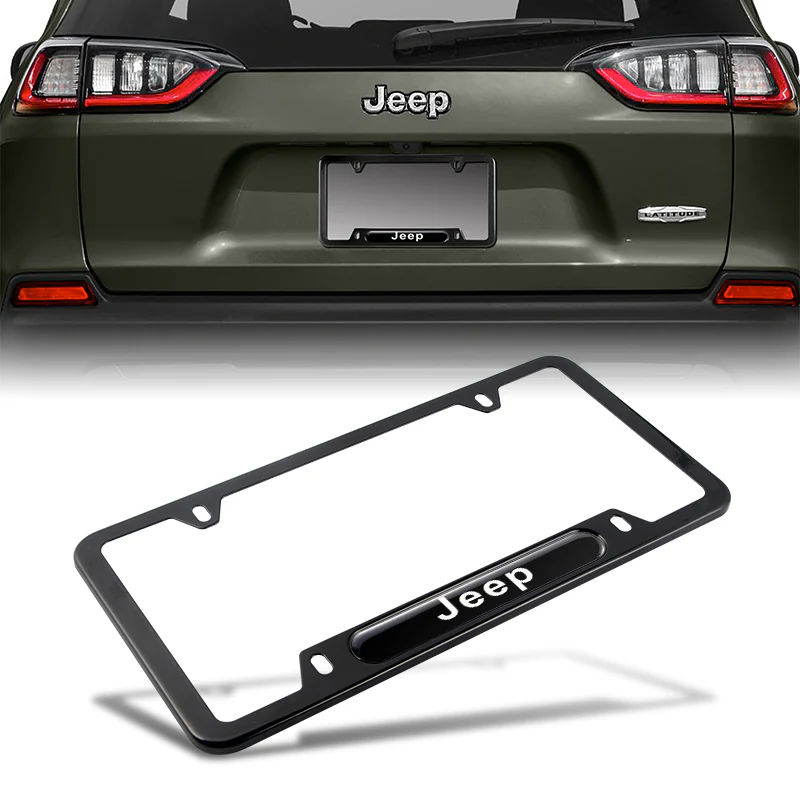 JEEP Stainless Steel 2pcs Black License Plate Frame with Caps Bolt Brand New SET - Image 5