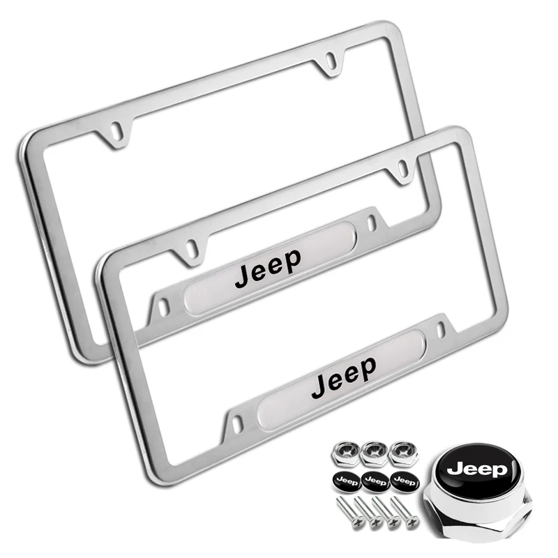JEEP Stainless Steel 2pcs License Plate Frame with Caps Bolt Brand New SET - Image 8