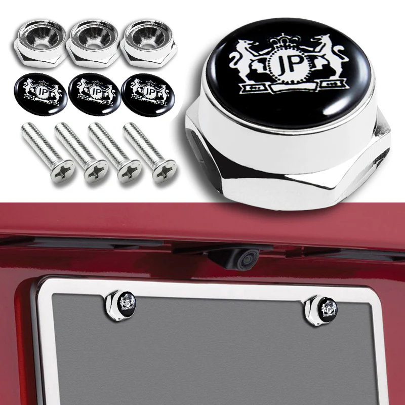 JP JUNCTION PRODUCE 4PCS New Car License Plate Frame Chrome Screw Bolt Cap Cover Fit For All Models - Image 6