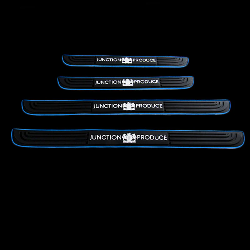 Junction Produce 4PC Blue Rubber Car Door Scuff Sill Cover Panel Step Protector - Image 2