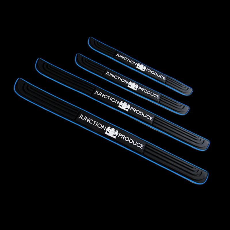 Junction Produce 4PC Blue Rubber Car Door Scuff Sill Cover Panel Step Protector - Image 7
