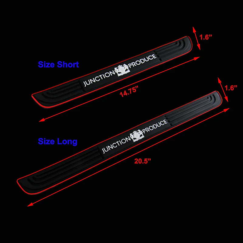 Junction Produce 4PC Red trimmed Rubber Car Door Scuff Sill Cover Panel Step Protector - Image 6