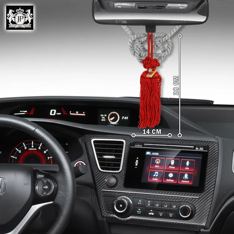 Junction Produce JP Blue Embroidery Set of Neck rest Pillows with Seatbelt Covers & SR Fusa Charm - Image 6