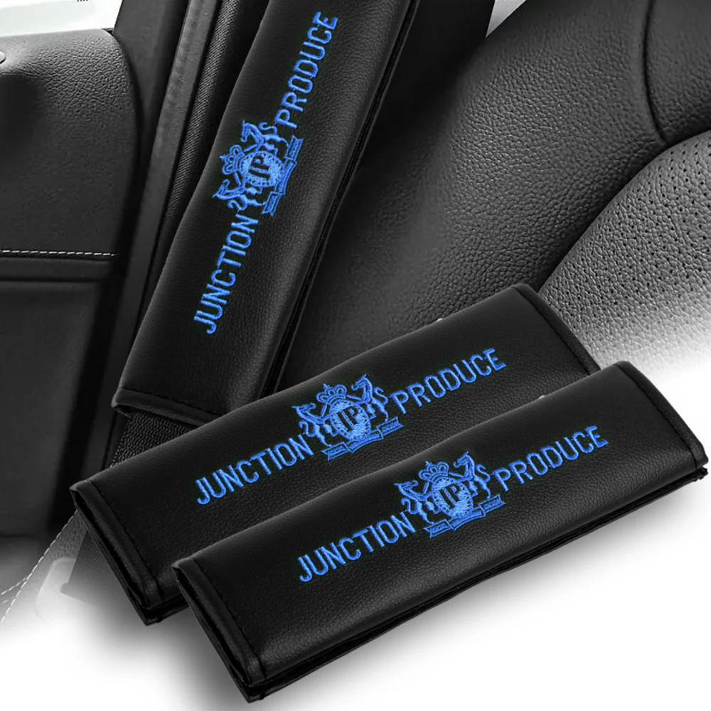 Junction Produce JP Blue Embroidery Set of Neck rest Pillows with Seatbelt Covers & SR Fusa Charm - Image 4