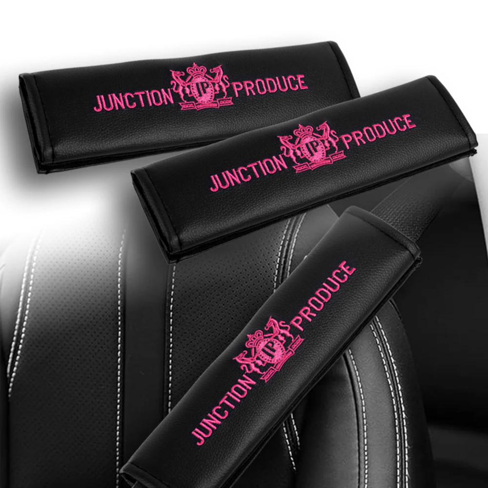 Junction Produce JP Pink Embroidery Set of Neck rest Pillows with Seatbelt Covers & GW Fusa Charm - Image 4