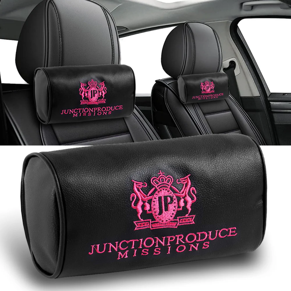 Junction Produce JP Pink Embroidery Set of Neck rest Pillows with Seatbelt Covers & GW Fusa Charm - Image 6