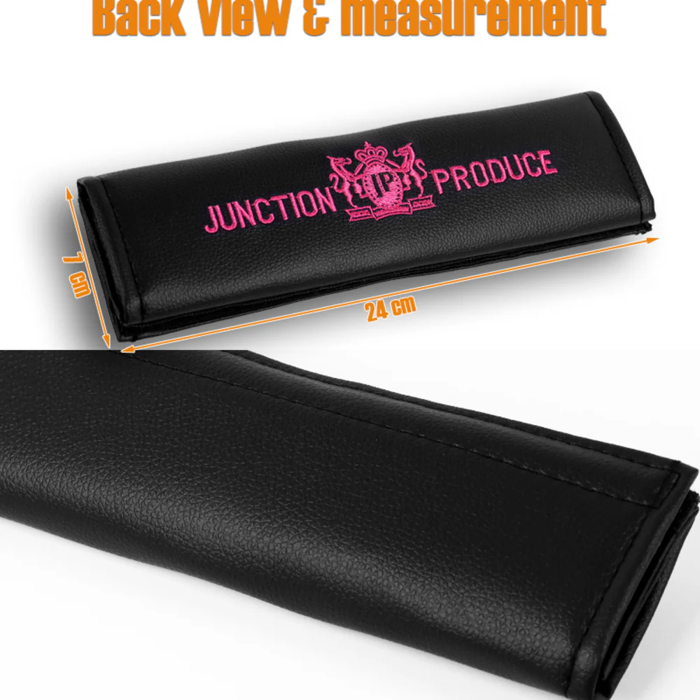 Junction Produce JP Pink Embroidery Set of Neck rest Pillows with Seatbelt Covers & GW Fusa Charm - Image 5