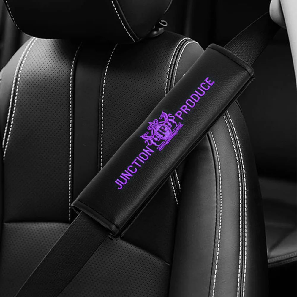Junction Produce JP Purple Embroidery Set of Neck rest Pillows with Seatbelt Covers & GB Fusa Charm - Image 10