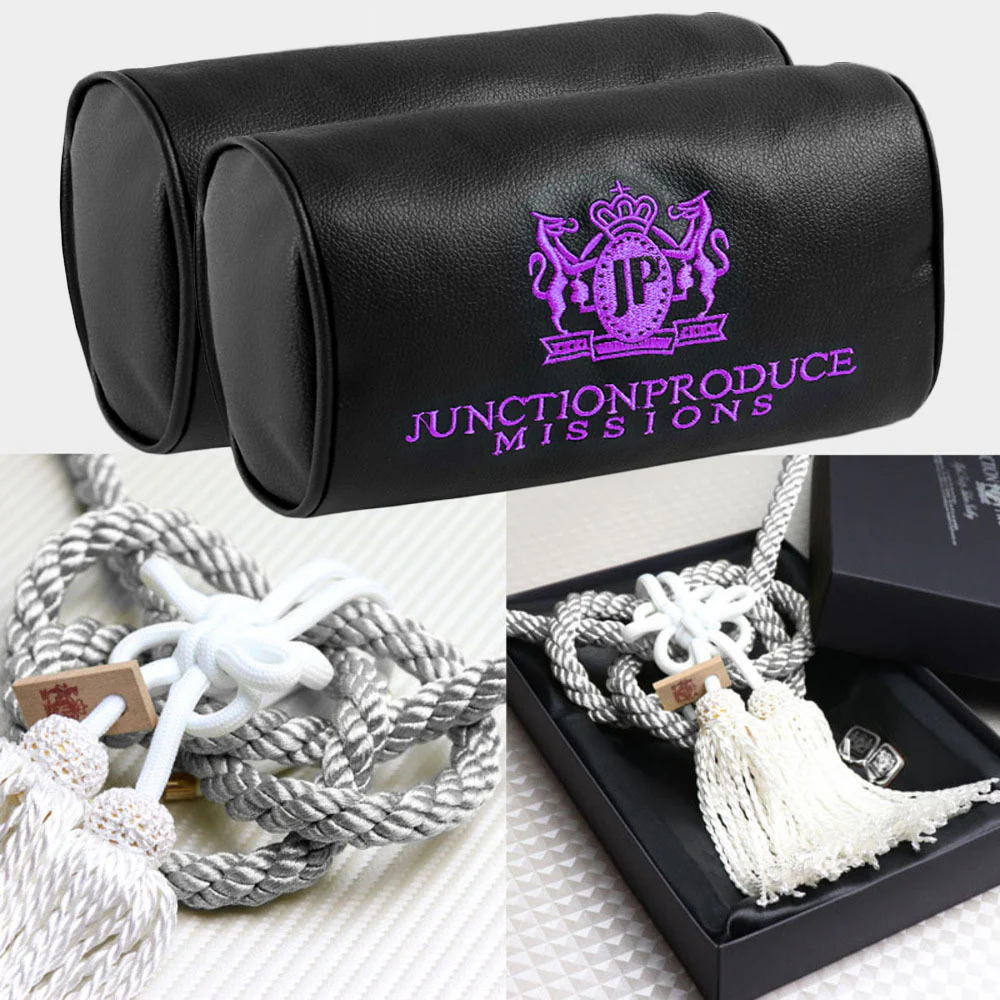 JUNCTION PRODUCE JP VIP Set Car Neck Rest Pillow Headrest Purple + SW Charm Kin Tsuna Rope - Image 8