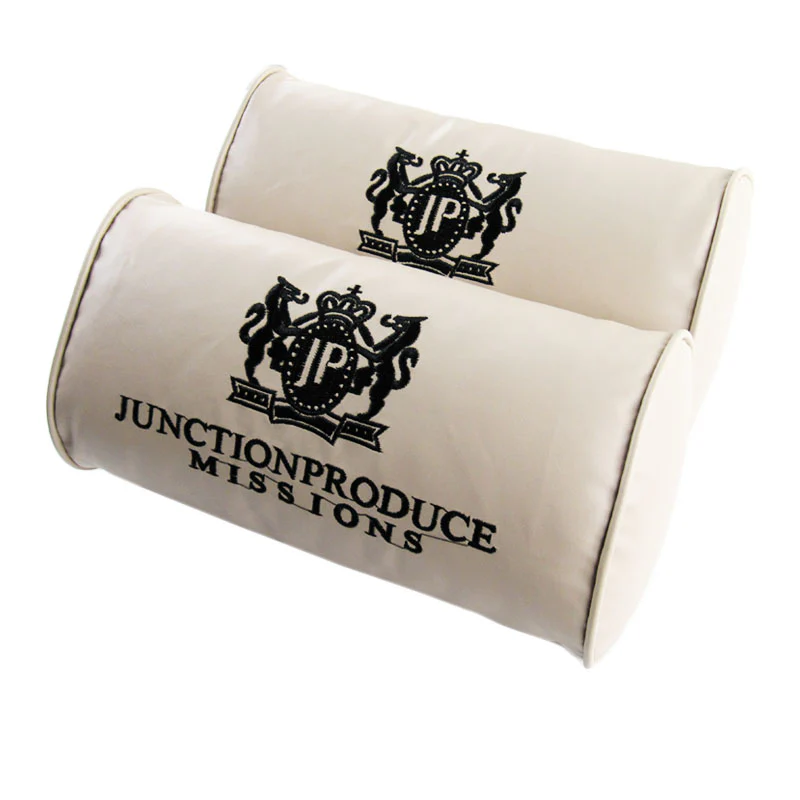 Junction Produce Set of Beige Seat Pillows & White Fusa Charm - Image 3