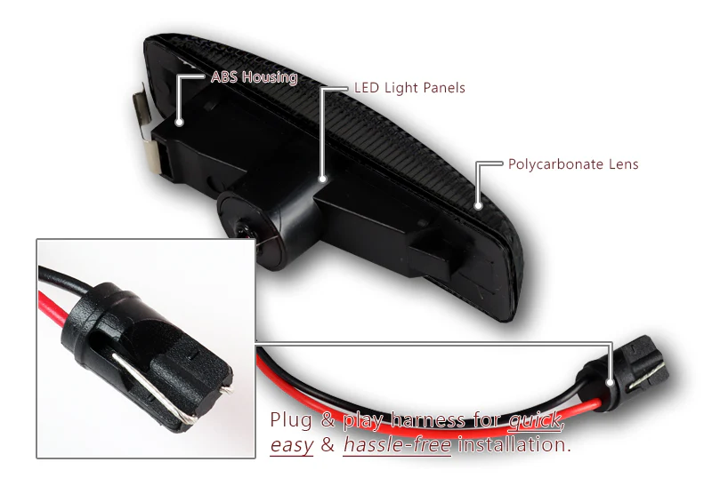 2006-2013 Ranger Rover Sport L320 Amber LED Turn Signal Front Side Marker Lights -Smoked Lens - Image 3