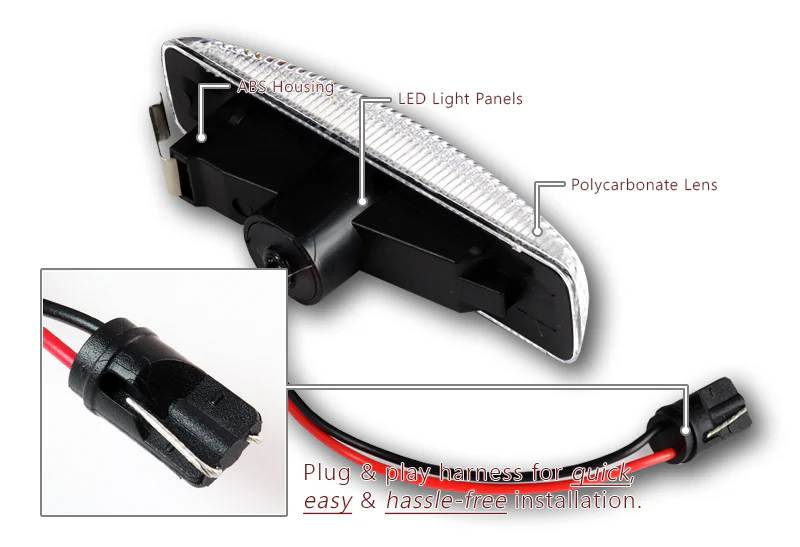 2006-2013 Ranger Rover Sport L320 White LED Turn Signal Front Side Marker Lights -Clear Lens - Image 3