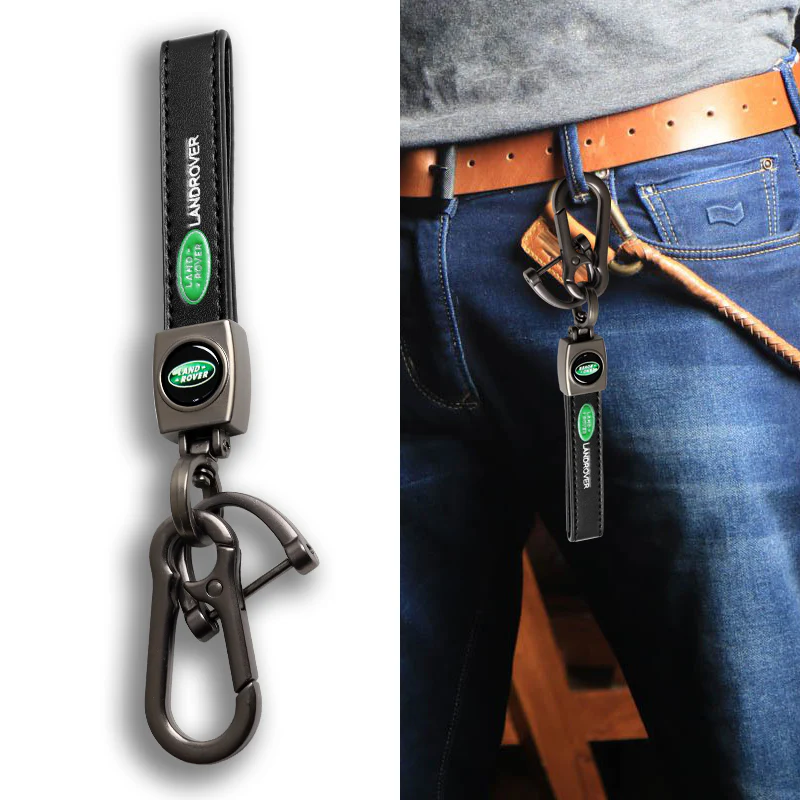 LANDROVER Universal Black 3D Logo Leather Metal Gift Decor Quick Release Lanyard Keychain - Image 2