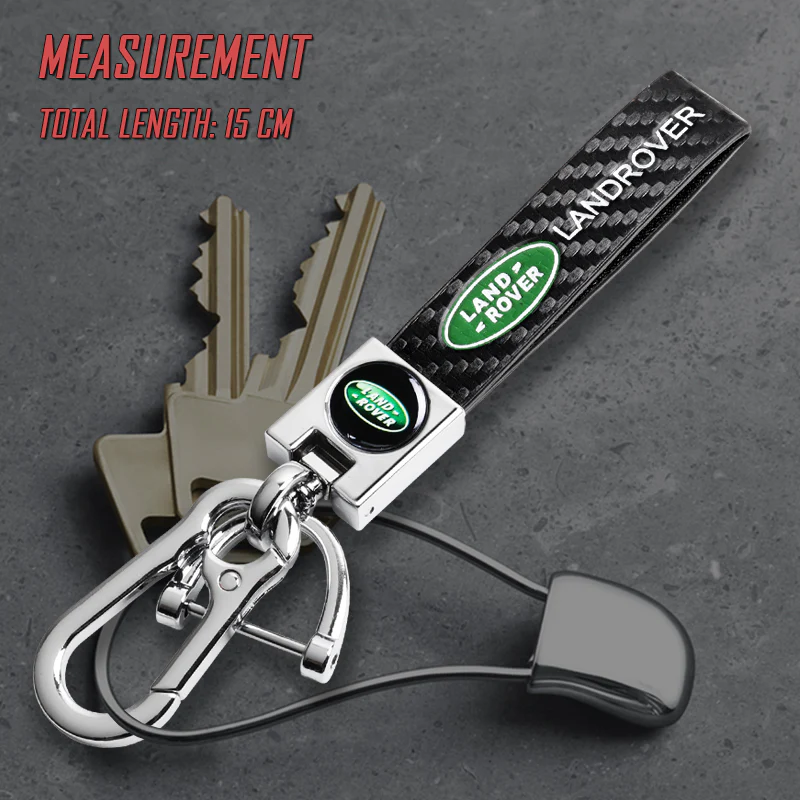 LANDROVER Universal Chrome 3D Logo Carbon Fiber Look Black Leather Metal Gift Decor Quick Release Lanyard Keychain - Image 6