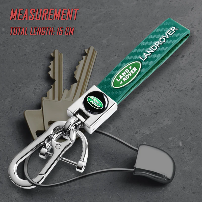 LANDROVER Universal Chrome 3D Logo Carbon Fiber Look Green Leather Metal Gift Decor Quick Release Lanyard Keychain - Image 6