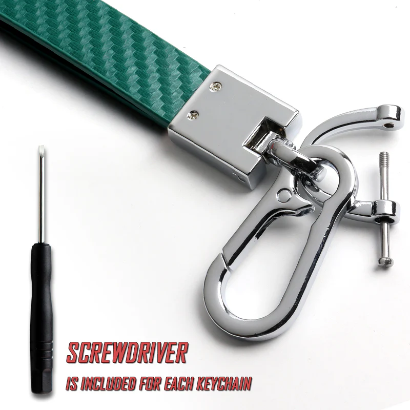 LANDROVER Universal Chrome 3D Logo Carbon Fiber Look Green Leather Metal Gift Decor Quick Release Lanyard Keychain - Image 8