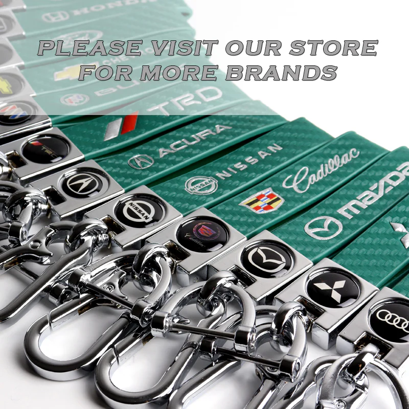 LANDROVER Universal Chrome 3D Logo Carbon Fiber Look Green Leather Metal Gift Decor Quick Release Lanyard Keychain - Image 9
